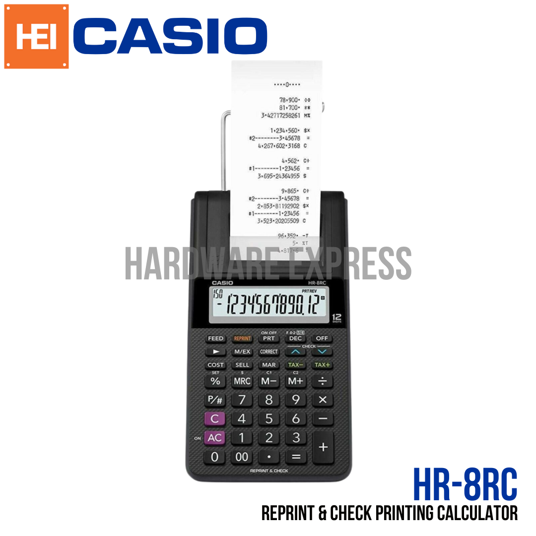 Casio HR-8RC Reprint & Check Printing Calculator (12 Digits)