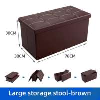 EvoHom EH-76FS 76CM*38*38CM Big Size Multfunctional Foldable Ottoman Storage Foot Stool Waterproof Leather Footstool Storage Box Organiser Sofa