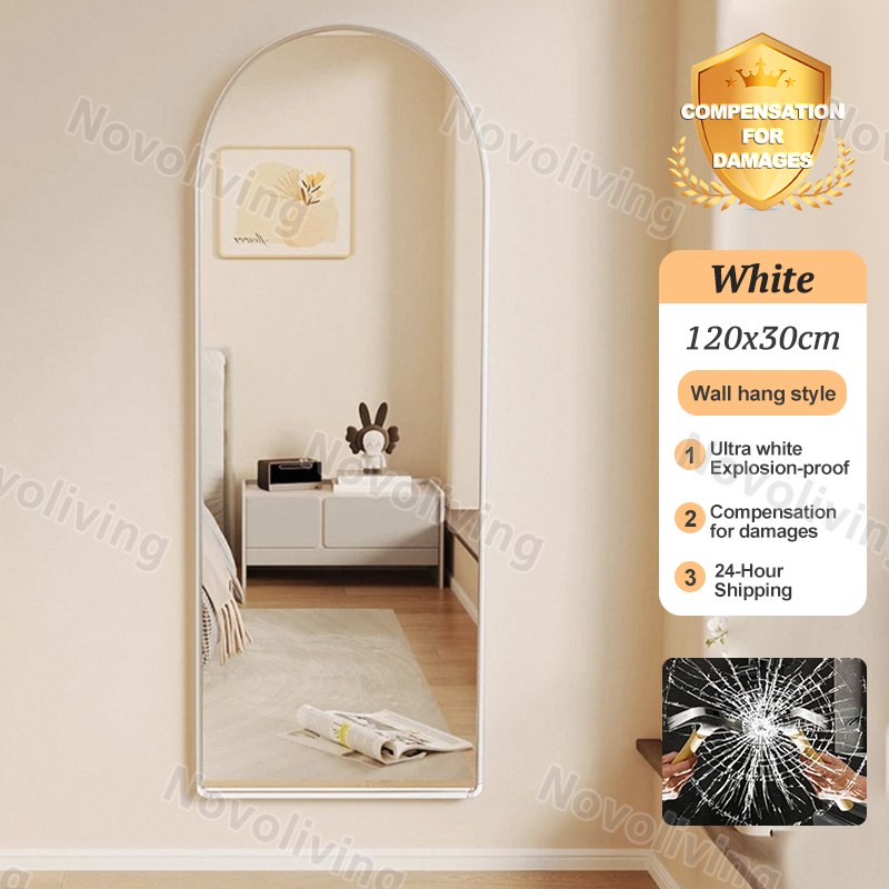 HD Whole Body Stand Mirror Floor/Wall Mount Dual Use Vertical Arch Full Body Mirror Metal Frame Full-Length Mirror Explosion-proof Nordic for Bedroom Living Room Live Broadcast Room Esthetic Wedding Full length Mirror