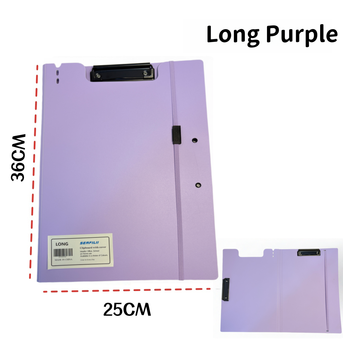 Long Double Clip Clipboard with Straps & PP Cover Paper File Folder Organizer Office Student School Supply 24.5X36CM