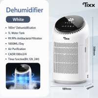 TIXX 3 IN 1 Dehumidifier 2.5L Water Tank 20H Timer Portable For Room/Home/Office/Bedroom Ultra-Quiet 99% Bacteria Removal