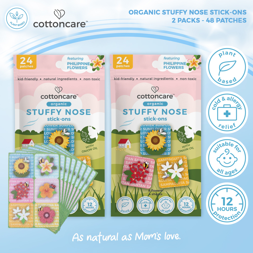 Cottoncare™ Organic Stuffy Nose Stick Ons Red Onion Peppermint Sticker Patch Central Drug Free