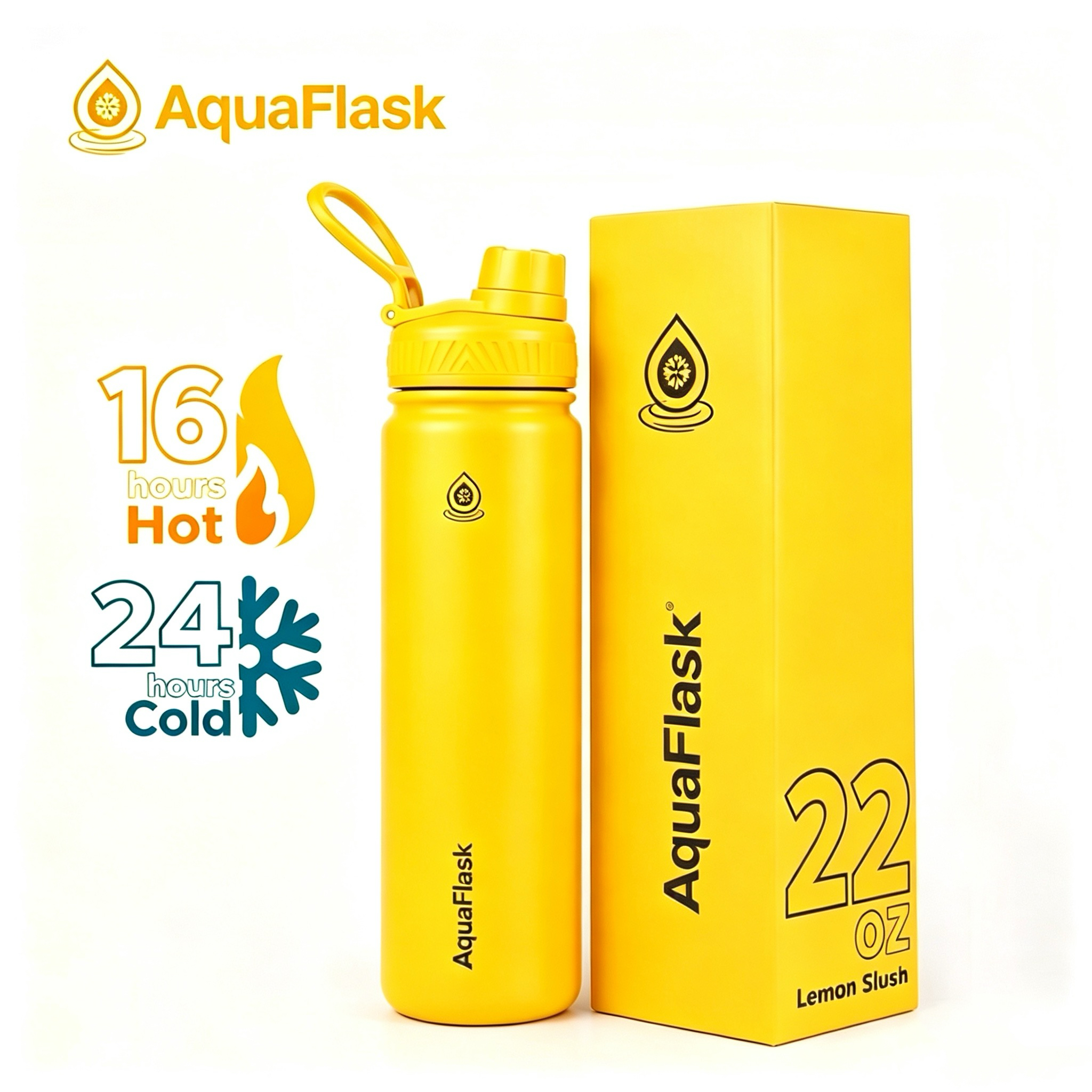 AquaFlask (22oz) Wide mouth w/ flip cap Vacuum Insulated Stainless Steel Drinking Water Bottle
