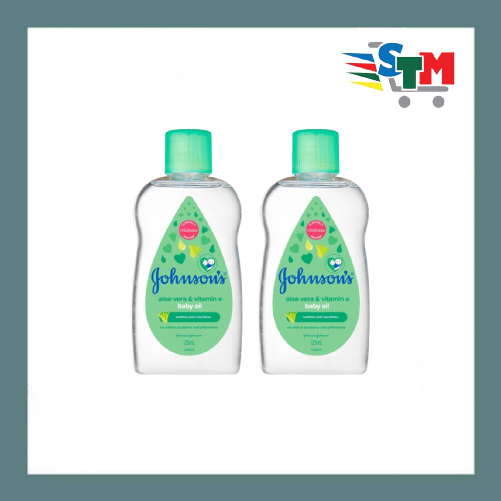 Johnsons Aloevera & Vitamin E. Baby Oil 125ml by 2s (Green)