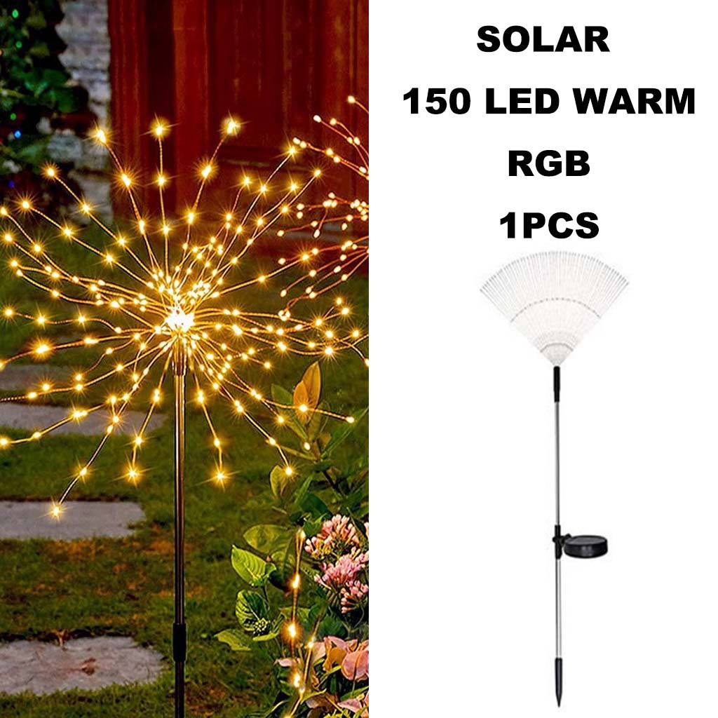 Solar Garden Lights Outdoor Waterproof LED Firework Lamps for Fowerbed Garden Home Tree Flower Xmas
