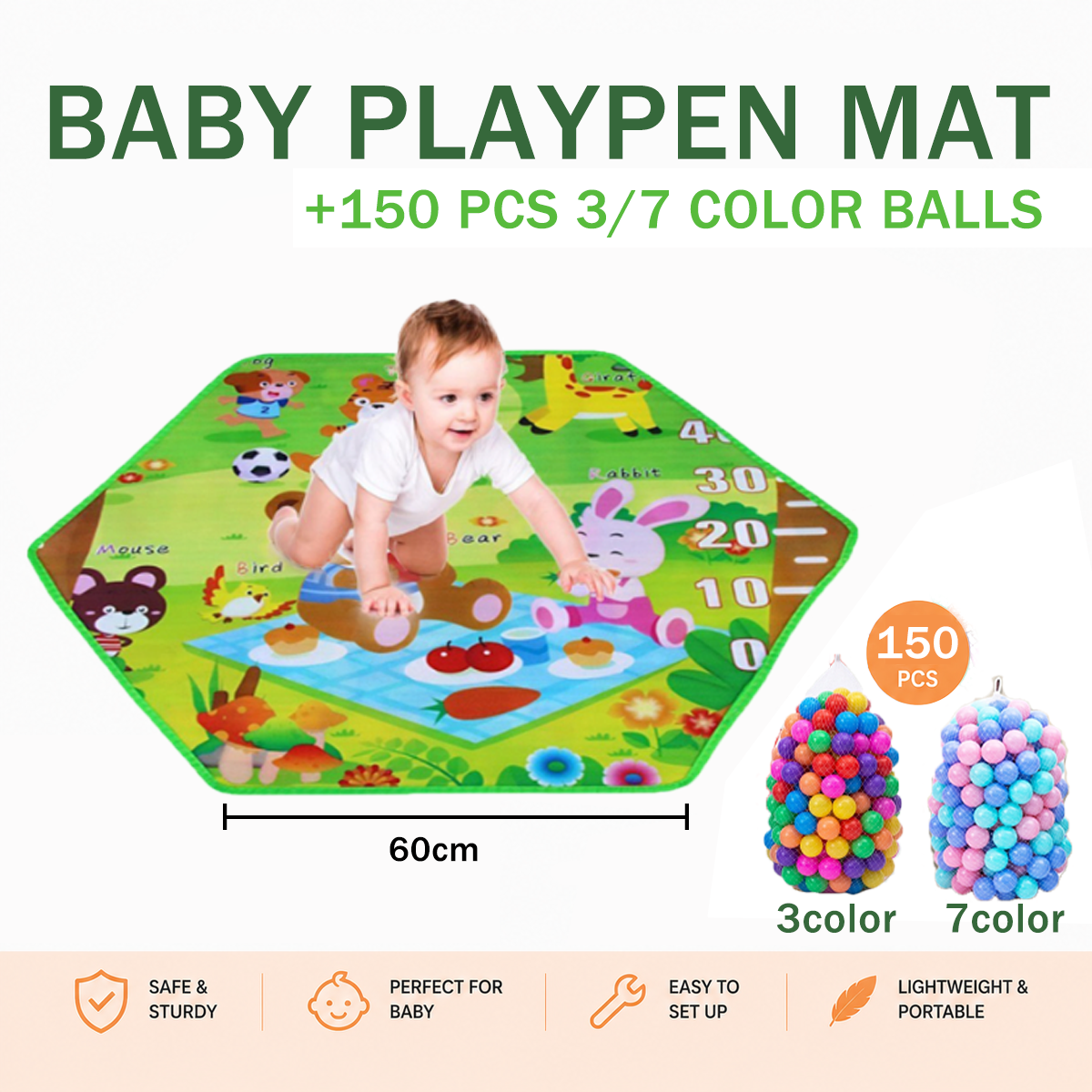 Large Waterproof Baby Play Mat Thick Double-Sided Crawling Mat for Indoor Use and baby ocean ball 50/100/150/200pcs