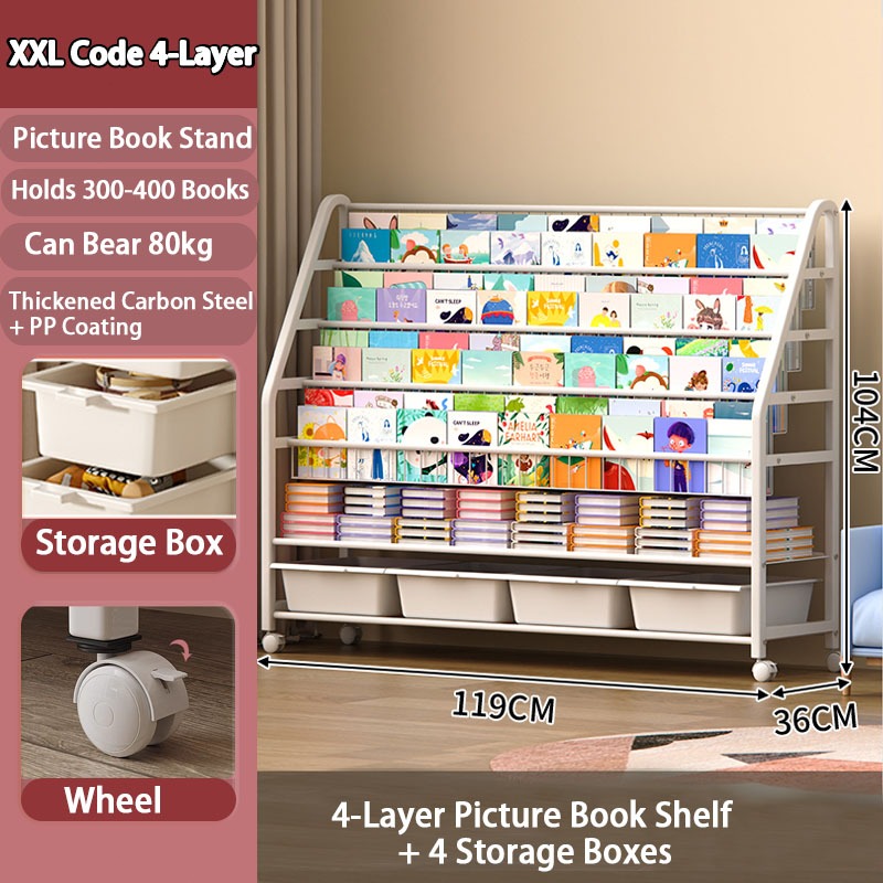 Playpark Kids Bookshelf Toy Organizer Storage Rack Book Shelf for Kids Book Shelf Organizer Shelves Multifunctional Bookcase