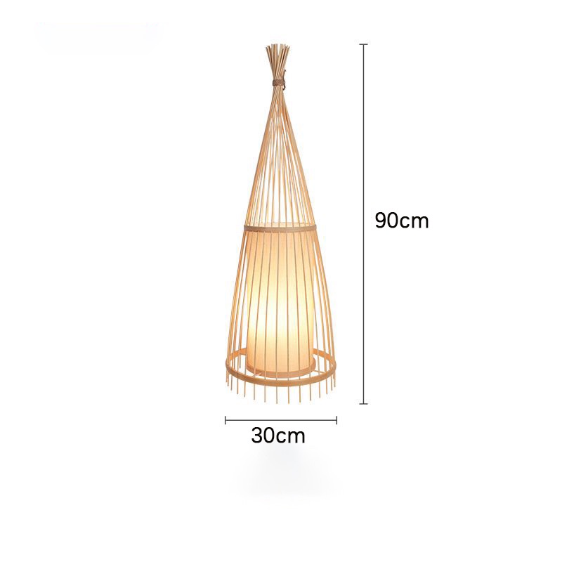 Japanese Floor Lamp Living Room Lamp Wicker Woven Bamboo Standing Lamp Shade Rustic Retro Side Lamp For Bedroom Living Room Tea House