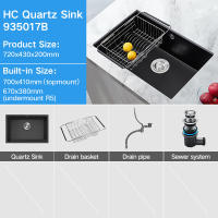 HIGOLD 400mm/500mm Kitchen Sink Quartz Square Sink Topmount Undermount Two Installation method or Kitchen Bar Sink
