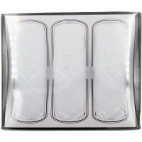 Armando Caruso White Handkerchief with monogram Initial 17″x17″ (ABCDEFGHIJKLMNOPRSTVWY) - 3 pcs in Gift Box