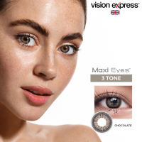 Vision Express Maxi Eyes 3 Tone Natural Series Monthly Colored Graded Contact Lenses - Chocolate (-0.00 to -9.00)