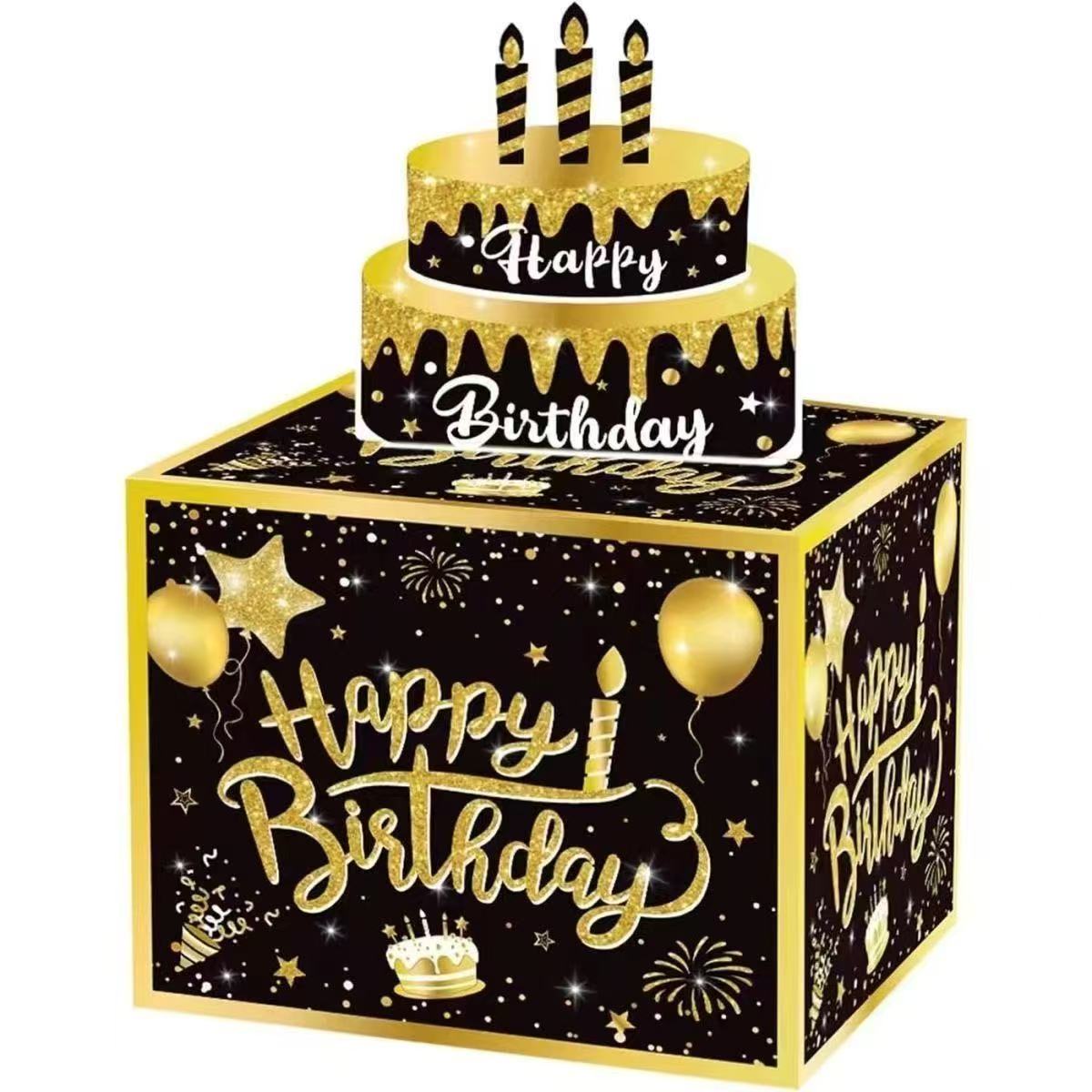 EZ MALL-30pcs Surprise Birthday Money Pull-Out Gift Box Gold Happy Birthday Cash Drawer Partyneeds Party Supplies Birthday Gift