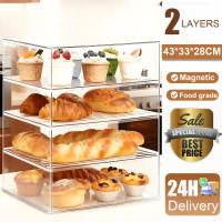 3 Layers Acrylic Display Case with Magnetic Closure for Secure and Dustproof Food and Dessert