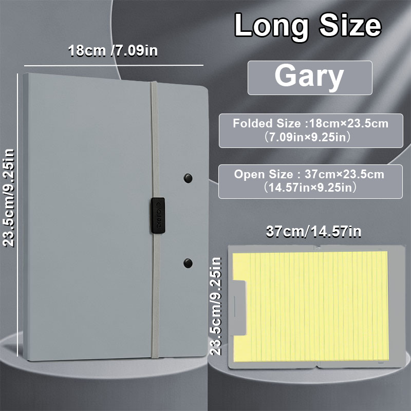 Foldable Clipboard Folder Long/A4 to A5 Portable Clip Board Paper Storage Clip Strap Design Stationery
