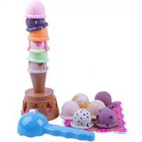 Ice Cream Stacking Tower with Scooper Balancing Fun Game Set Educational Simulation Roleplay Toy Game for Kids