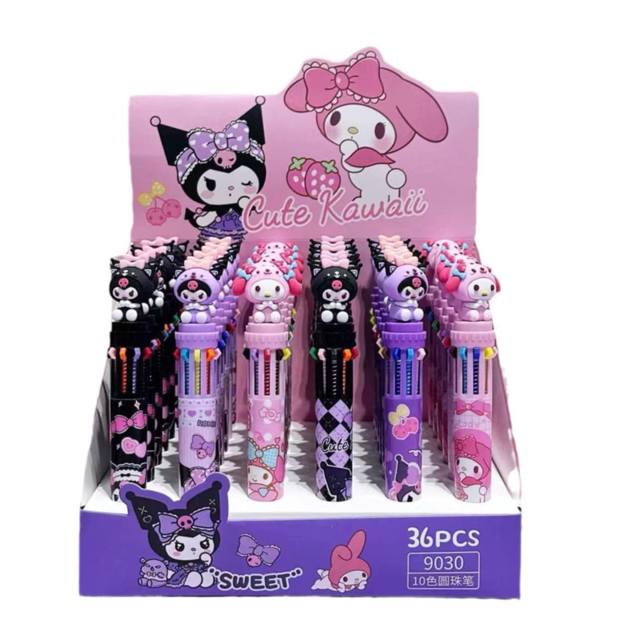HKH Cartoon Character 10 Color Ball Point Pen Press Type Color Pen Writing Tool