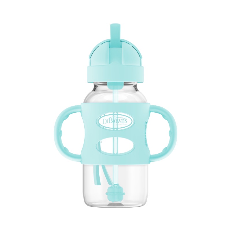 Dr. Browns Training Cup 9oz/270ml Wide-neck Sippy Straw Cup with Silicone Handles (6m+)
