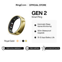 RingConn Gen 2 Royal Gold Smart Ring for Fitness Tracking and Sleep Apnea Monitoring with 12 Days Battery Life