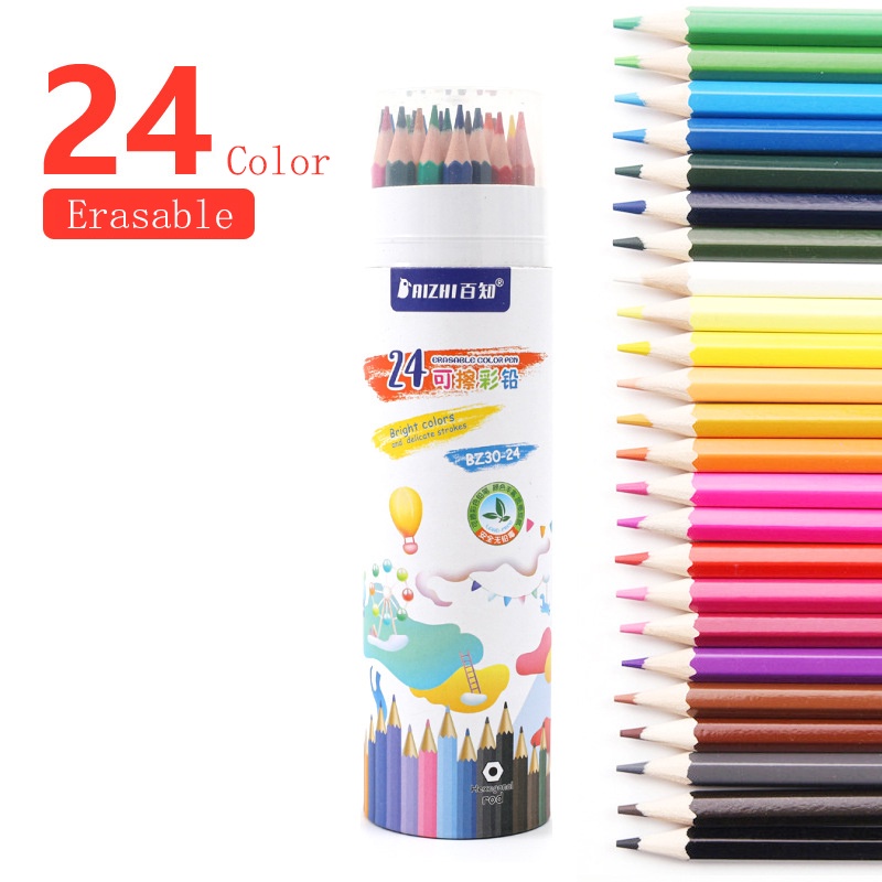 Student Drawing Colored Pencils Set 12/24/36/48 Colors Set Erasable Color Pen Set for Coloring Drawing Sketching Kids Gift Student Gift