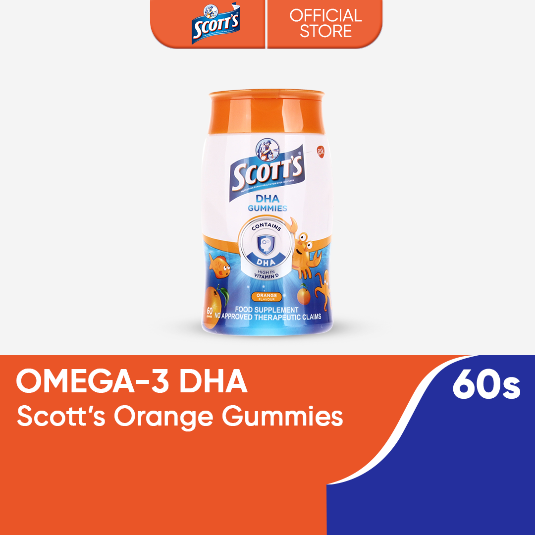 Scotts DHA Gummies Orange 60s with Omega-3 DHA that Helps Support Brain Development