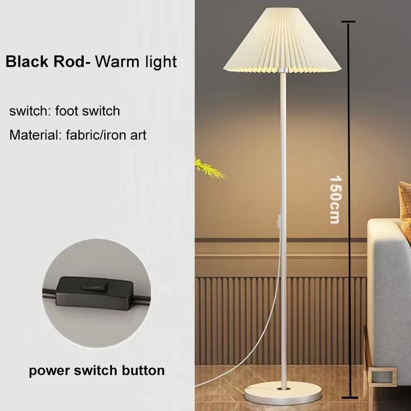 [Free Bulb] Floor Lamp Living Room Bedroom Bedside Lamp Modern Creative Fabric Decorati Study Floor Light
