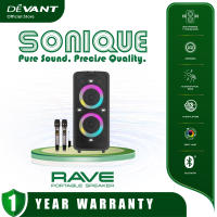 DEVANT Sonique Rave 501 Portable Party Speaker w/ 7″ Twin Woofer Bluetooth FREE Wireless Mic x2