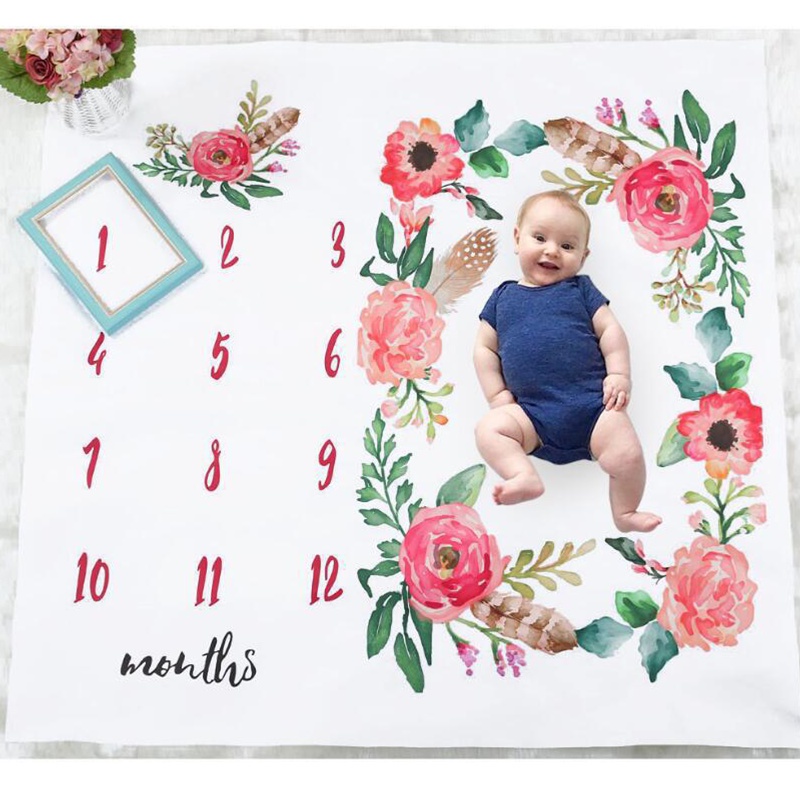 Baby Monthly Blanket Newborn Growth Memory Cloth DIY Photography Props Background Cloths Baby Gifts