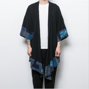 autumn retro chinese wind men's section wind and wind japanese crane embroidery small kimono cardigan   - intl