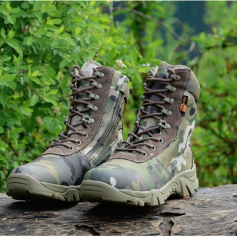men summer light combat boots with grey camouflage men boots asker bot waterproof breathable bots Military Tactical Boots - intl