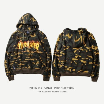 Thrasher Fashion Hoodies Flame Printing Sweatshirts Europe and America Cotton Terry Hoodie Good Quality - intl