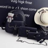 4 In 1 Korean Backpack With Bear Korean Vintage Bag Set Tassel Leather Backpack Sling Bag Pouch Card Holder Set School Bag Casual Backpack August 2018 - 4 4 in 1 Korean Backpack with Bear Korean Vintage Bag Set Tassel Leather Backpack Sling Bag Pouch Card Holder Set School Bag Casual Backpack - 4