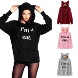 Amart Korean Fashion Women Hoodies Long Sleeve Letters Printing Sweatshirt With Cat Ears Hat Casual Pullover - Intl August 2018 - 2 Amart Korean Fashion Women Hoodies Long Sleeve Letters Printing Sweatshirt With Cat Ears Hat Casual Pullover - intl - 2