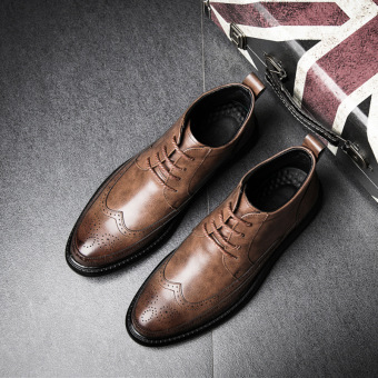 Winter British Men hight-top ankle boots Martin boots Light Brown Light Brown