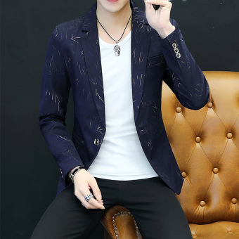 Winter Korean Plus velvet New style youth suit Mens jacket Dark blue color Dark blue color