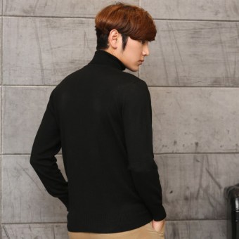Winter thickened Plus-sized Men cardigan turtleneck cashmere sweater Black Black