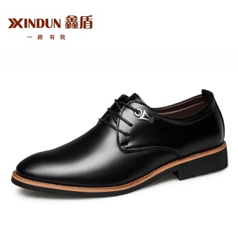 XINDUN Men's British style Business Leather Blucher Shoes Black Black
