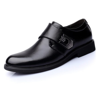 The British Leather pointy-toe business casual leather shoes in the elevator shoes Men's + Black ordinary paragraph Men's + Black ordinary paragraph