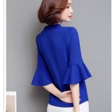Fashion Flare Sleeve Summer Chiffon Blouse Plus Size Women Clothing Lace Up Ruffle Shirts - Intl August 2018 - 2 Fashion Flare Sleeve Summer Chiffon Blouse Plus Size Women Clothing Lace Up Ruffle Shirts - intl - 2
