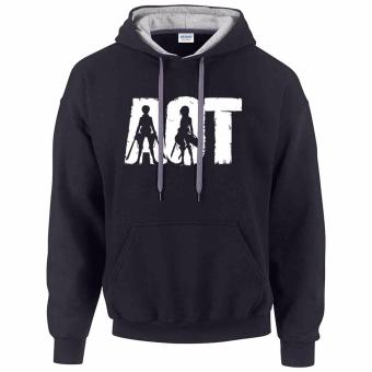 iGPrints AOT Attack On Titan Anime Disstressed Logo Contrast Hoodie Jacket Black Grey