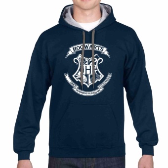 iGPrints HOGWARTS School of Witchcraft and Wizardry Contrast Hoodie Jacket Navy Blue Grey