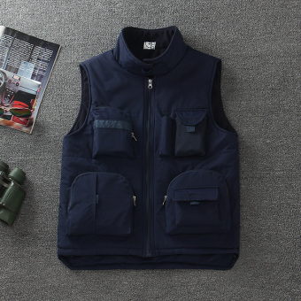 Korean version of the padded pockets tactical vest photography vest (Navy blue)
