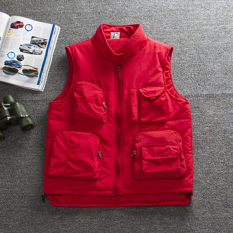 Korean version of the padded pockets tactical vest photography vest (Red)