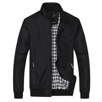 XINGLITA Men's Business Loose Stand-up Collar Jacket Black Black