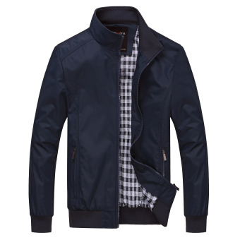 XINGLITA Men's Business Loose Stand-up Collar Jacket Dark blue color Dark blue color