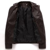 Mens Motorcycle Slim PU Leather Jackets (Brown) - Intl August 2018 - 5 Mens Motorcycle Slim PU Leather Jackets (Brown) - intl - 5