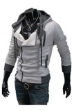 Men's Thin Oblique Zipper Hoodie Slim Jacket (Grey) August 2018 - 2 Men's Thin Oblique Zipper Hoodie Slim Jacket (Grey) - 2