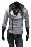 Men's Thin Oblique Zipper Hoodie Slim Jacket (Grey) August 2018 - 3 Men's Thin Oblique Zipper Hoodie Slim Jacket (Grey) - 3