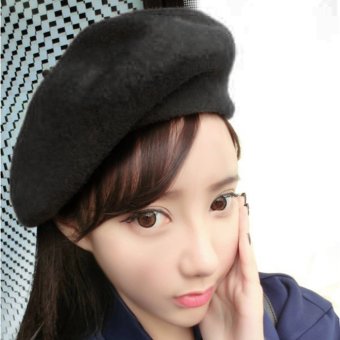 LALANG Women Beret Cap Vintage Solid Color Beanie Hat Classic Berets Navy. Source · OH New Autumn Winter Women's Fashionable Cap Berets Princess Hat Black