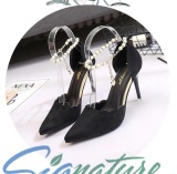 Summer Beaded Suede High Heels Fashion Sandals Fine With Pointed High Heels Black - Intl August 2018 - 4 Summer Beaded Suede High Heels Fashion Sandals Fine with Pointed High Heels Black - intl - 4