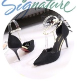 Summer Beaded Suede High Heels Fashion Sandals Fine With Pointed High Heels Black - Intl August 2018 - 5 Summer Beaded Suede High Heels Fashion Sandals Fine with Pointed High Heels Black - intl - 5